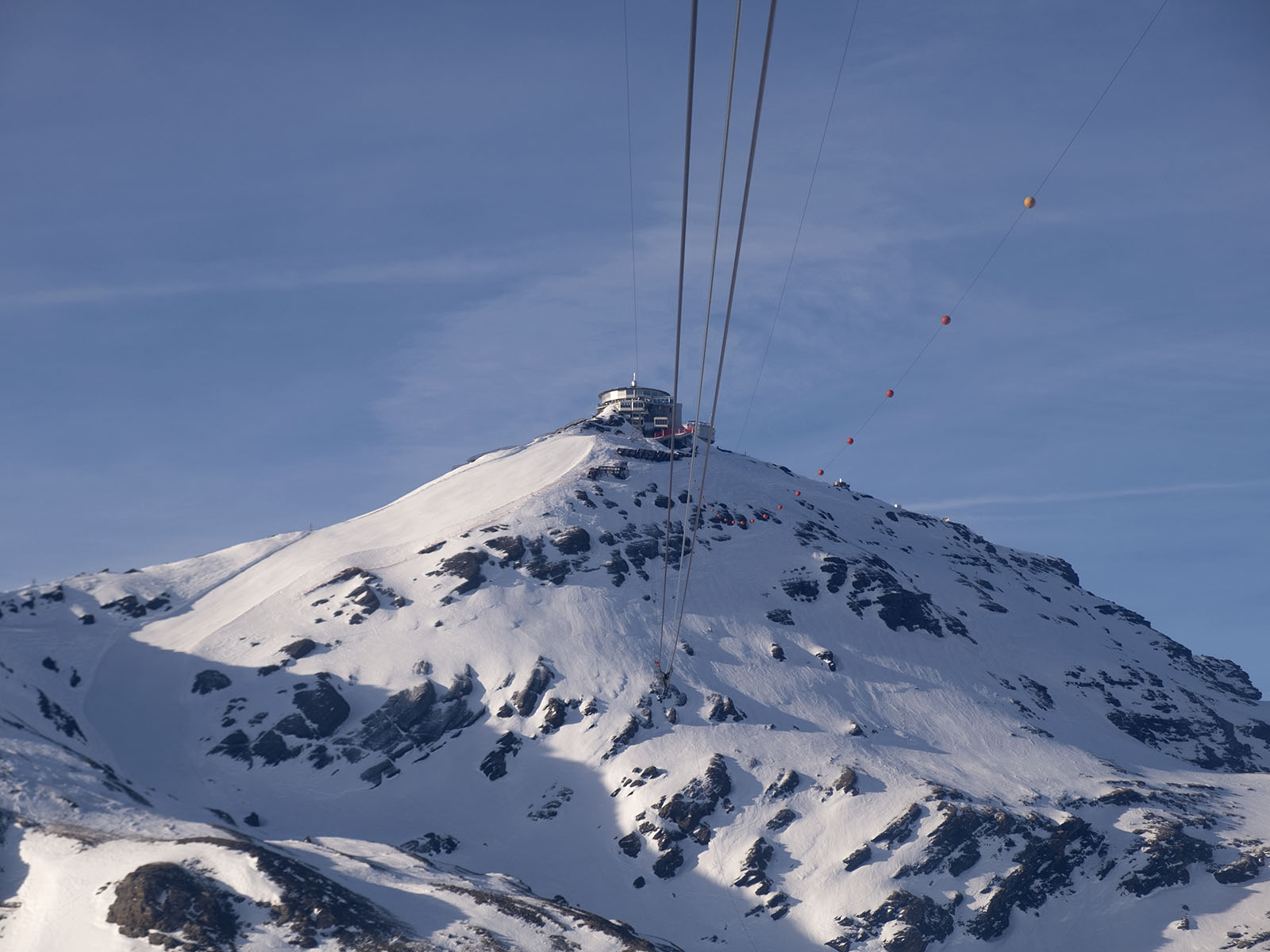 The last of four cable cars from the valley to the Schilthorn, aka "Piz Gloria"