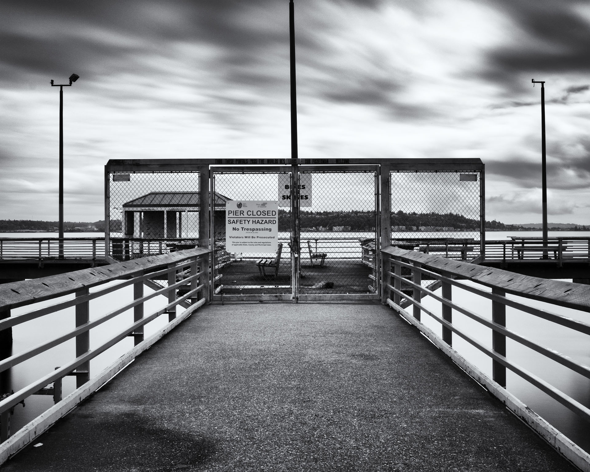 Closed fishing pier, Seattle waterfront. Long exposure.