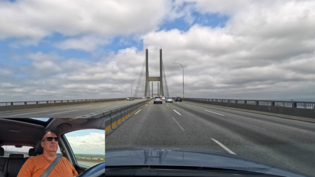 Crossing the Fraser Bridge to Vancouver