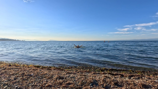 Last swim of the trip, at Qualicum Beach